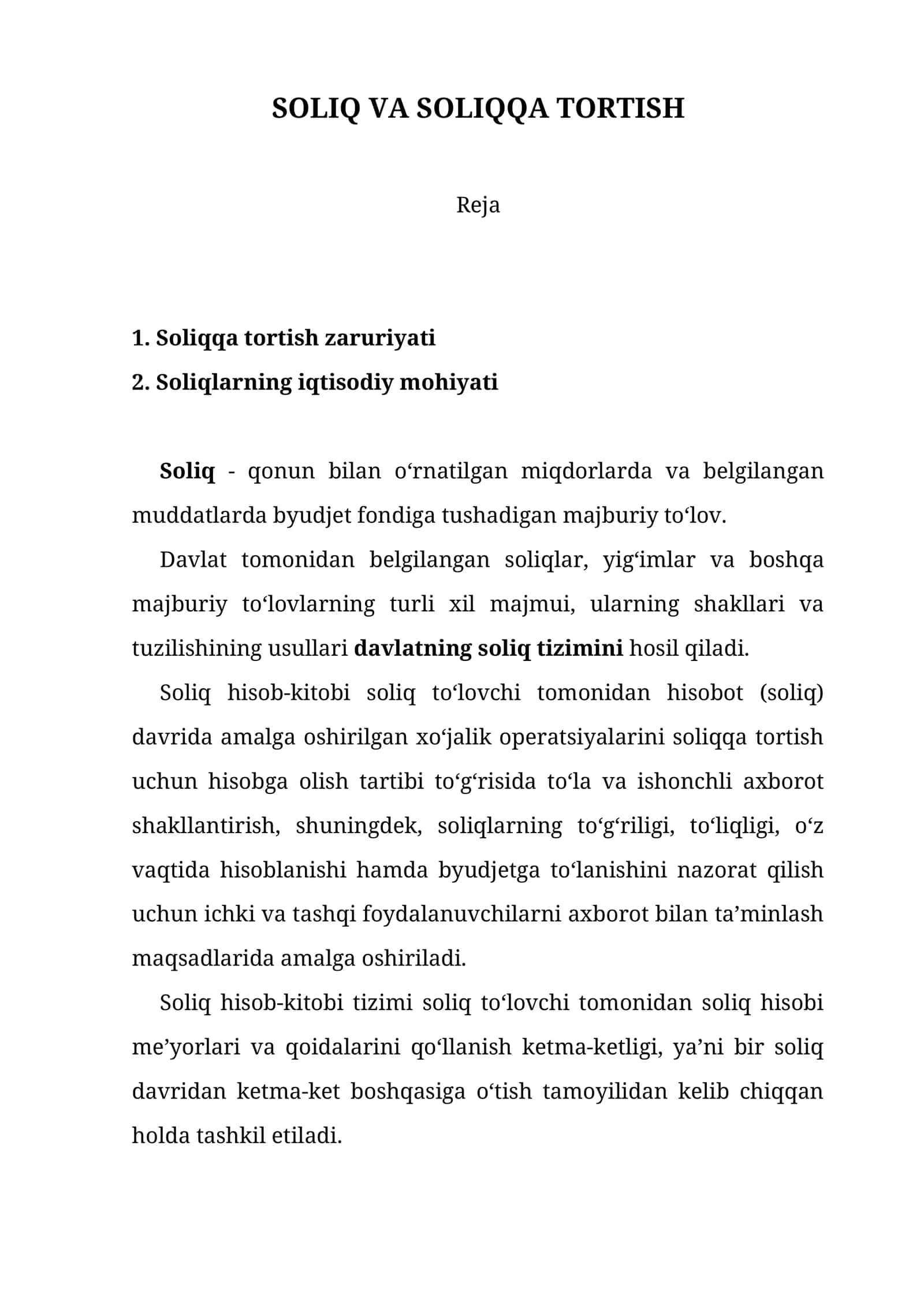 SOLIQ VA SOLIQQA TORTISH