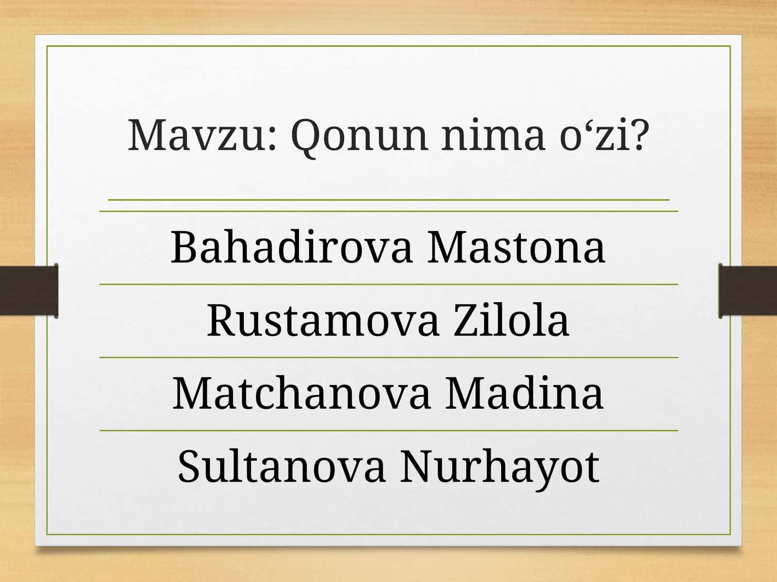 Qonun nima o‘zi? loyiha ishi