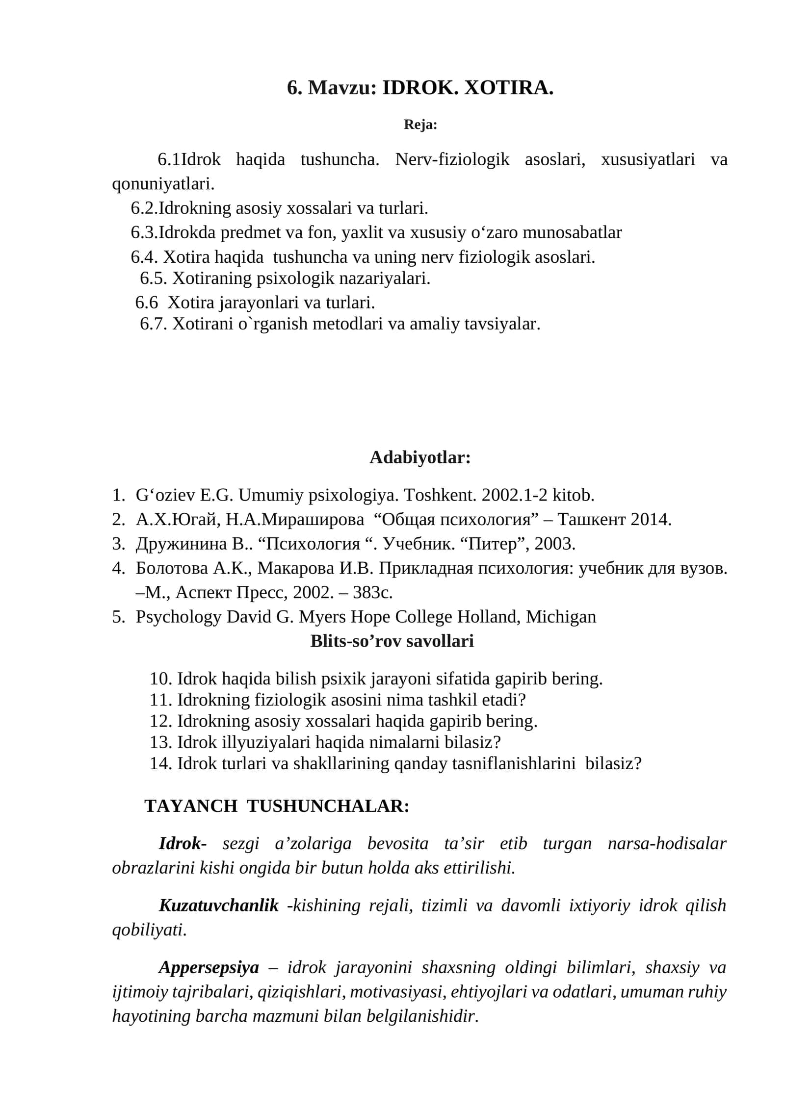 IDROK. XOTIRA