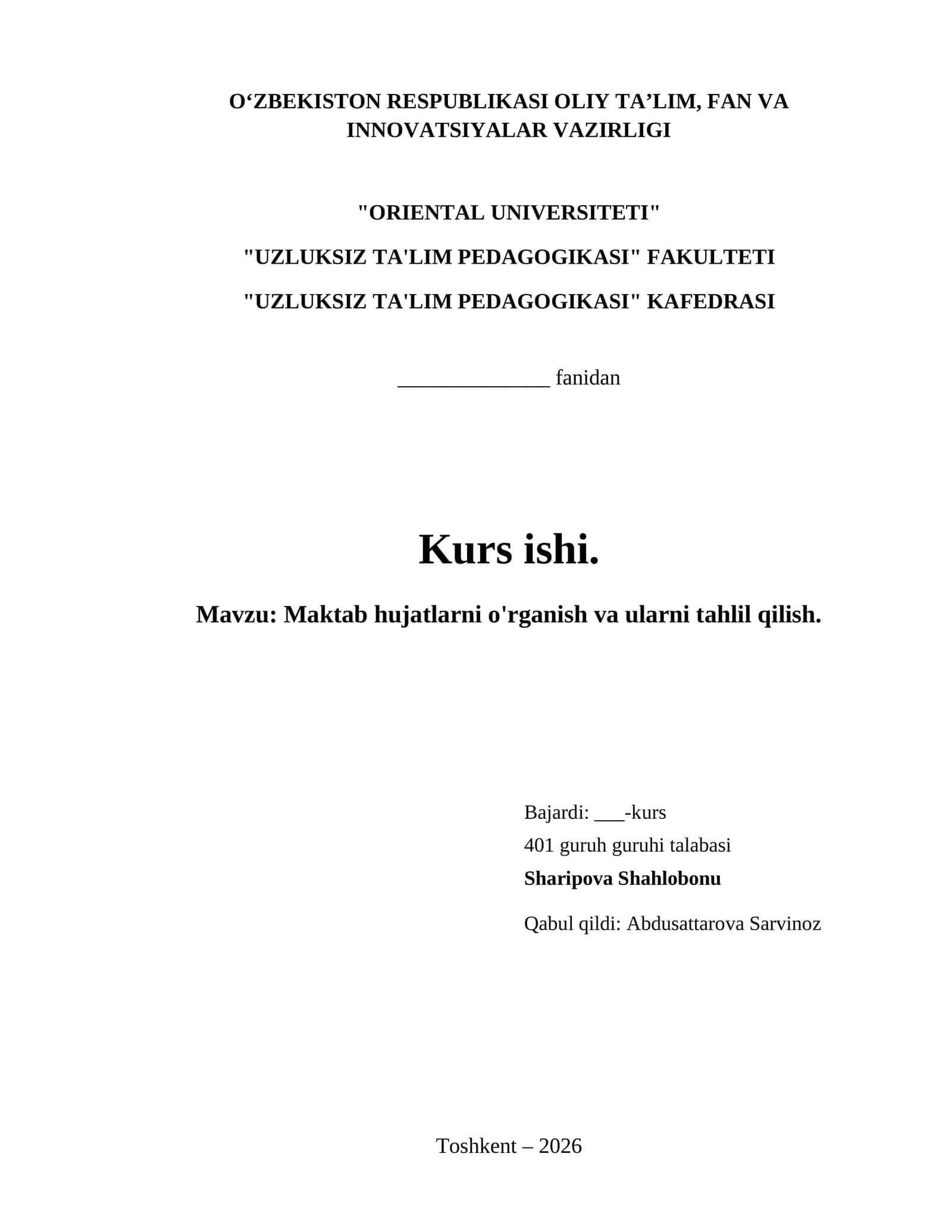 Maktab hujatlarni o'rganish va ularni tahlil qilish.