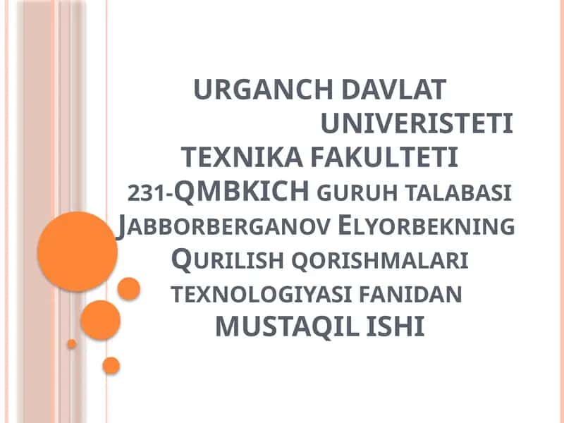 Dekorativ quruq qurilish ma'lari texnologiyasi