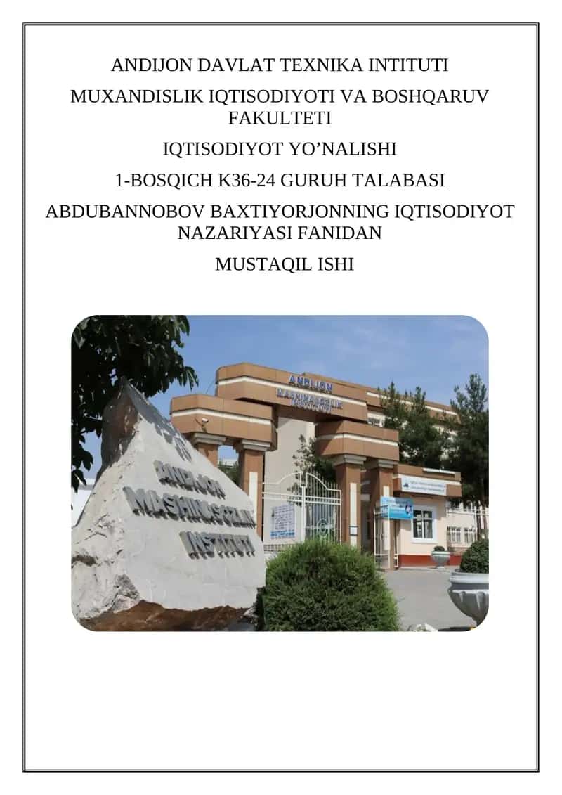 O'zbekistonda milliy hisoblar tizimi, holati va istiqbollari