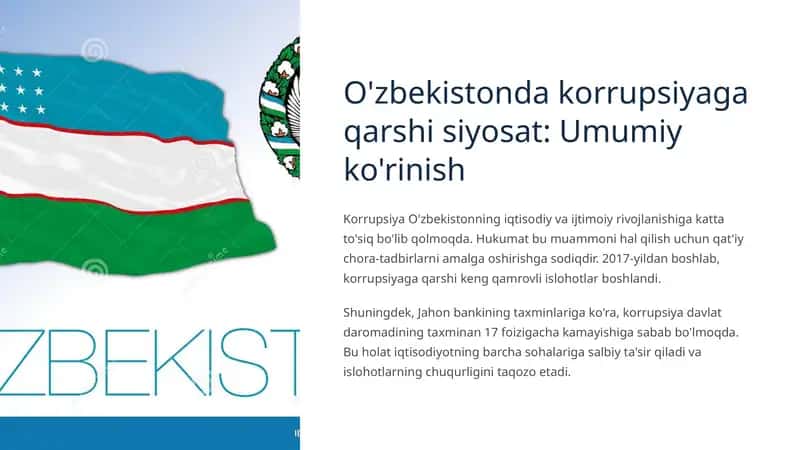 O'zbekistonda korrupsiyaga qarshi siyosat Umumiy ko'rinish