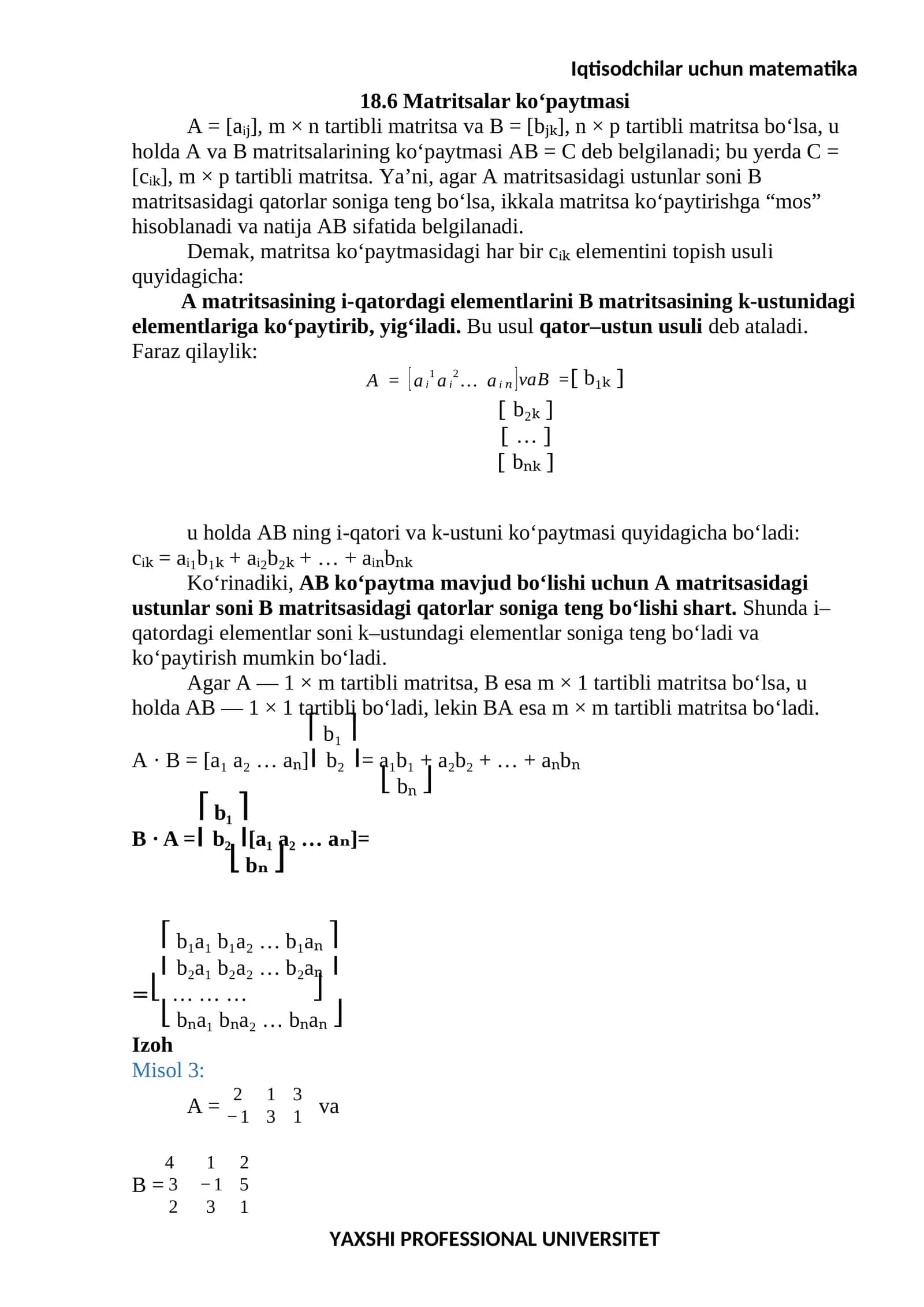 Iqtisodchilar uchun matematika