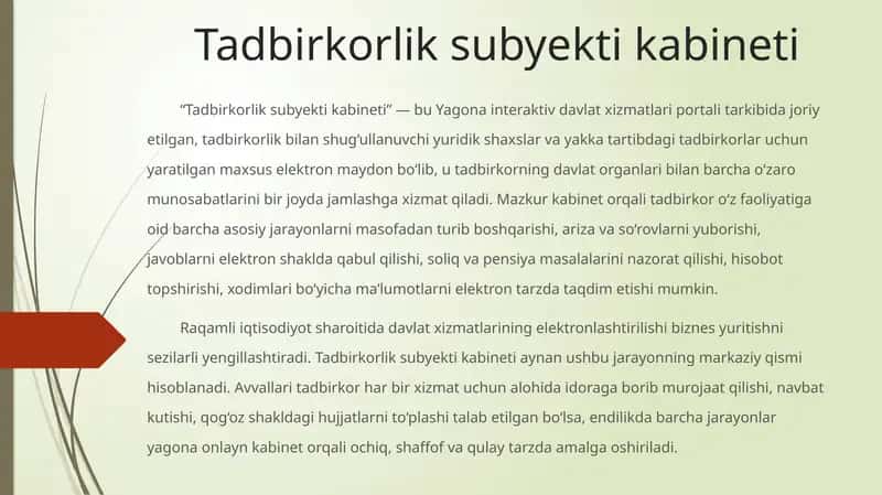 Tadbirkorlik subyekti kabineti