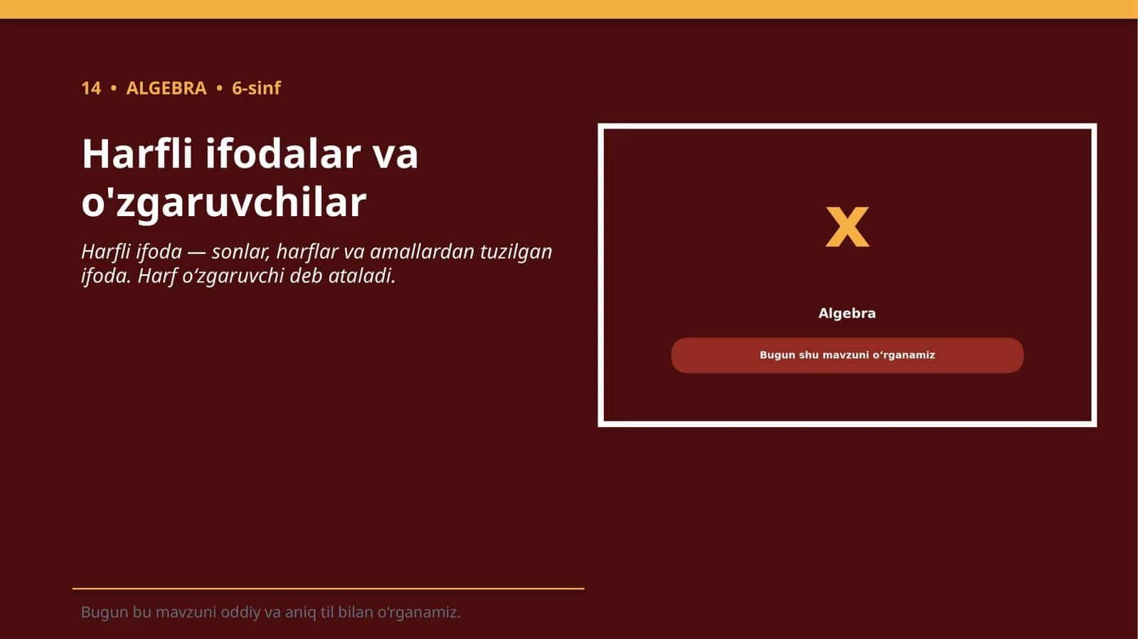 Harfli ifodalar va o'zgaruvchilar