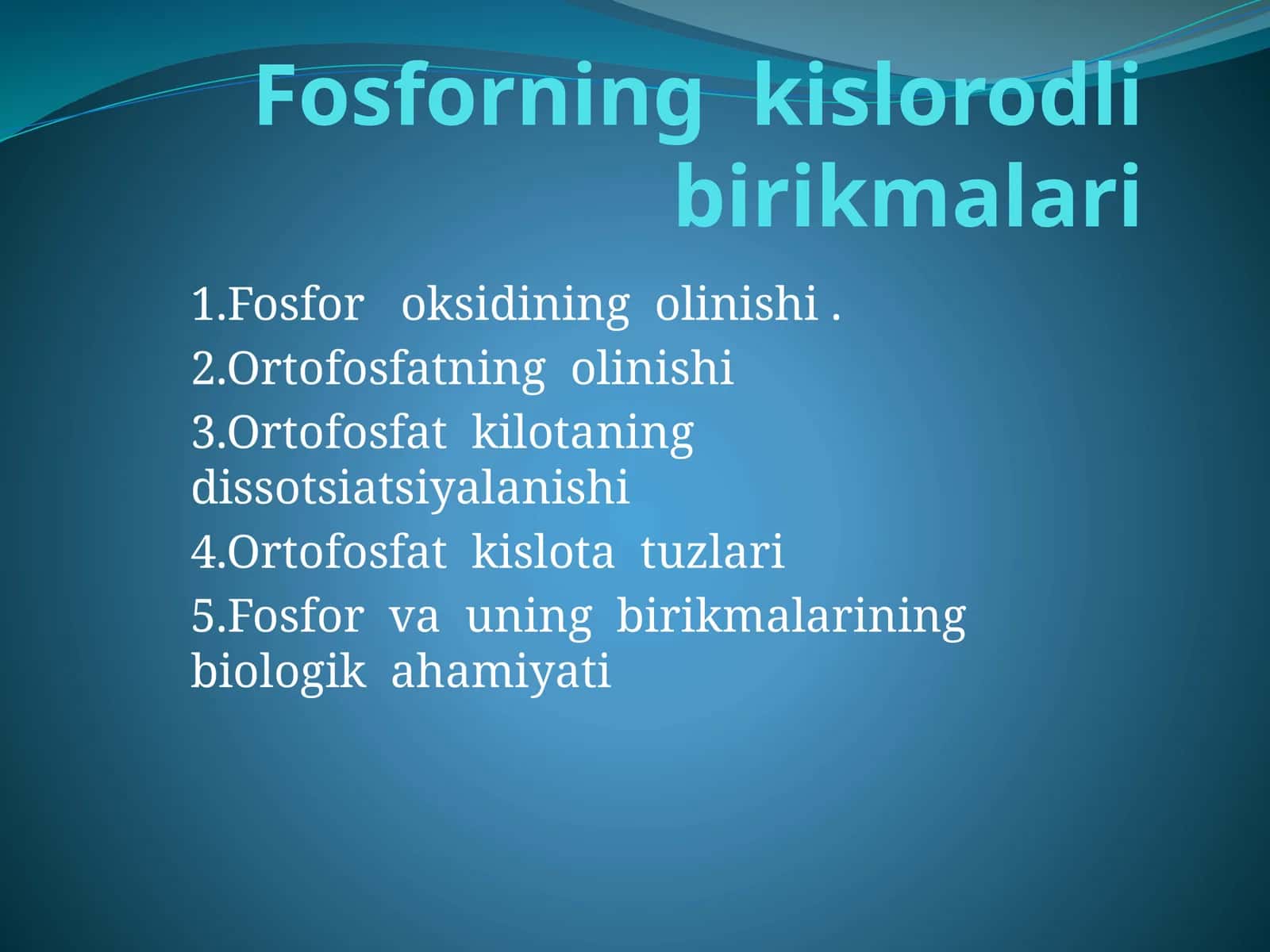 Fosforning kislorodli birikmalari