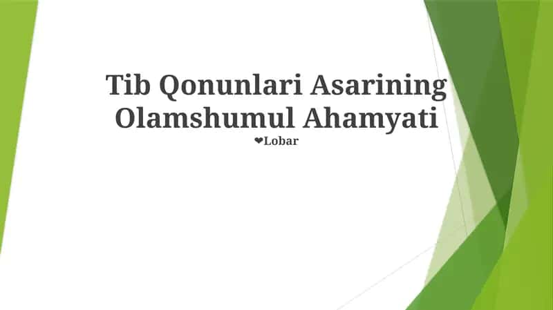 Tib Qonunlari Asarining Olamshumul Ahamyati