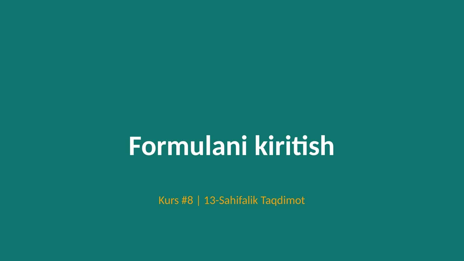 Formulani kiritish