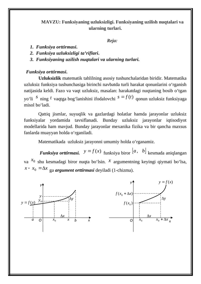 Funksiyaning uzluksizligi