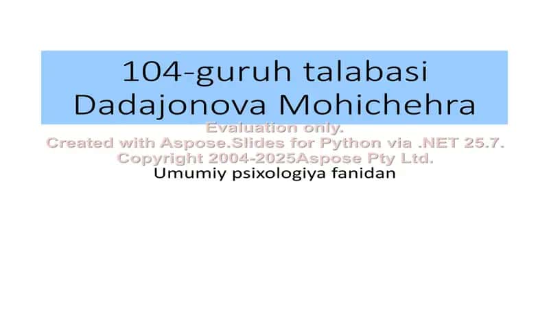 Guruh talabasi Dadajonova Mohichehra