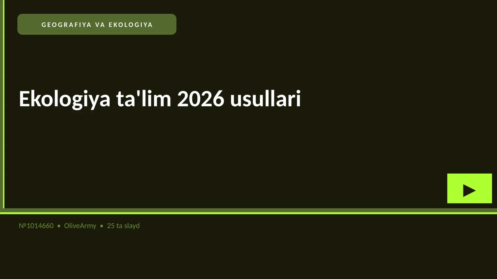 Ekologiya ta'lim 2026 usullari