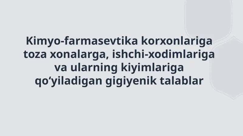 Kimyo-farmasevtikakorxonlarigatozaxonalarga