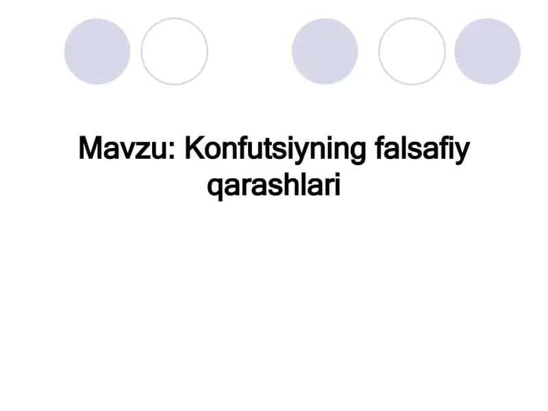 Konfutsiyning falsafiy qarashlari
