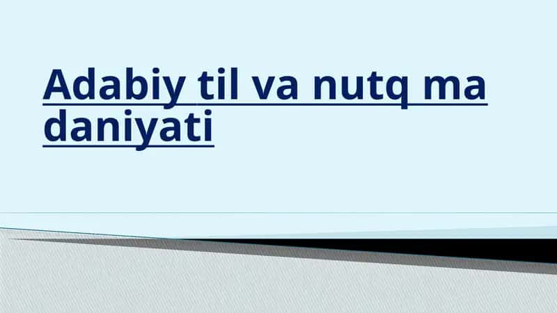 Adabiytil va nutq madaniyati