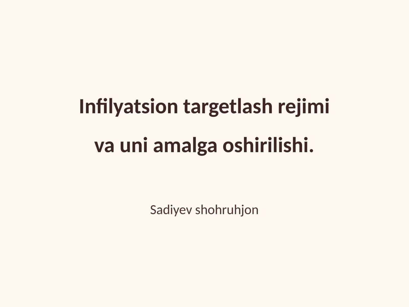 Infilyatsion targetlash rejimi va uni amalga oshirilishi