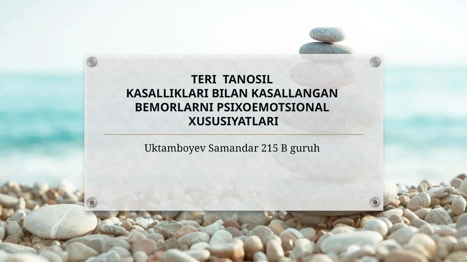 TERI TANOSILKASALLIKLARI BILAN KASALLANGAN BEMORLARNI PSIXOEMOTSIONAL XUSUSIYATLARI