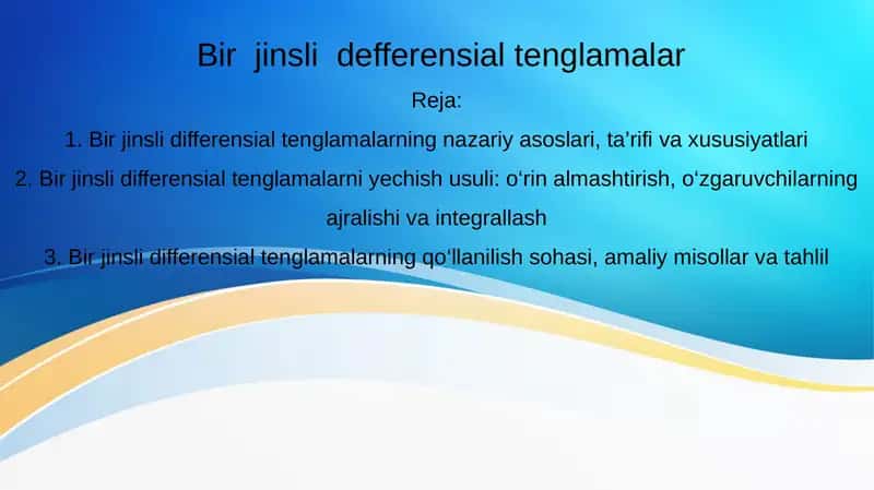 Birjinslidefferensialtenglamalar