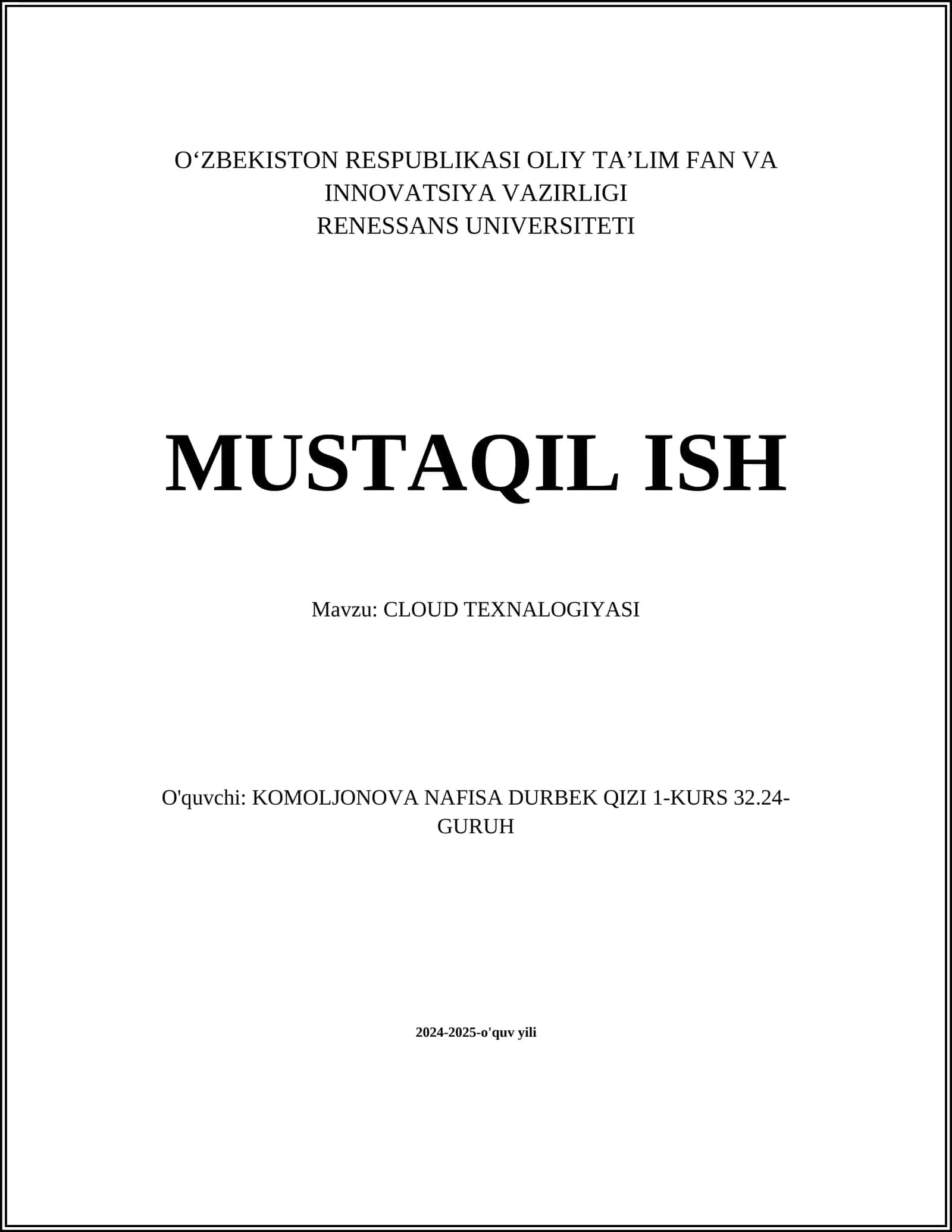 CLOUD TEXNALOGIYASI