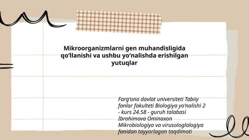 Mikroorganizmlarni gen muhandisligida qoʻllanishi