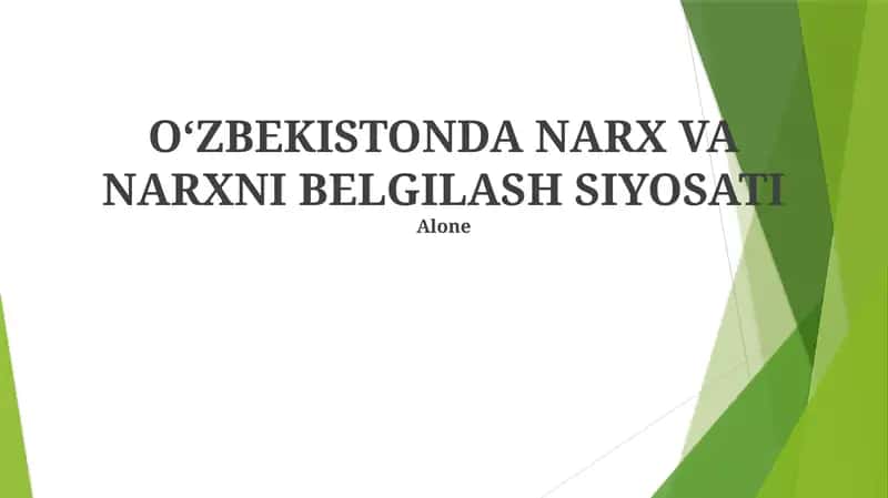 O'zbekistonda narx va narxni belgilash siyosati
