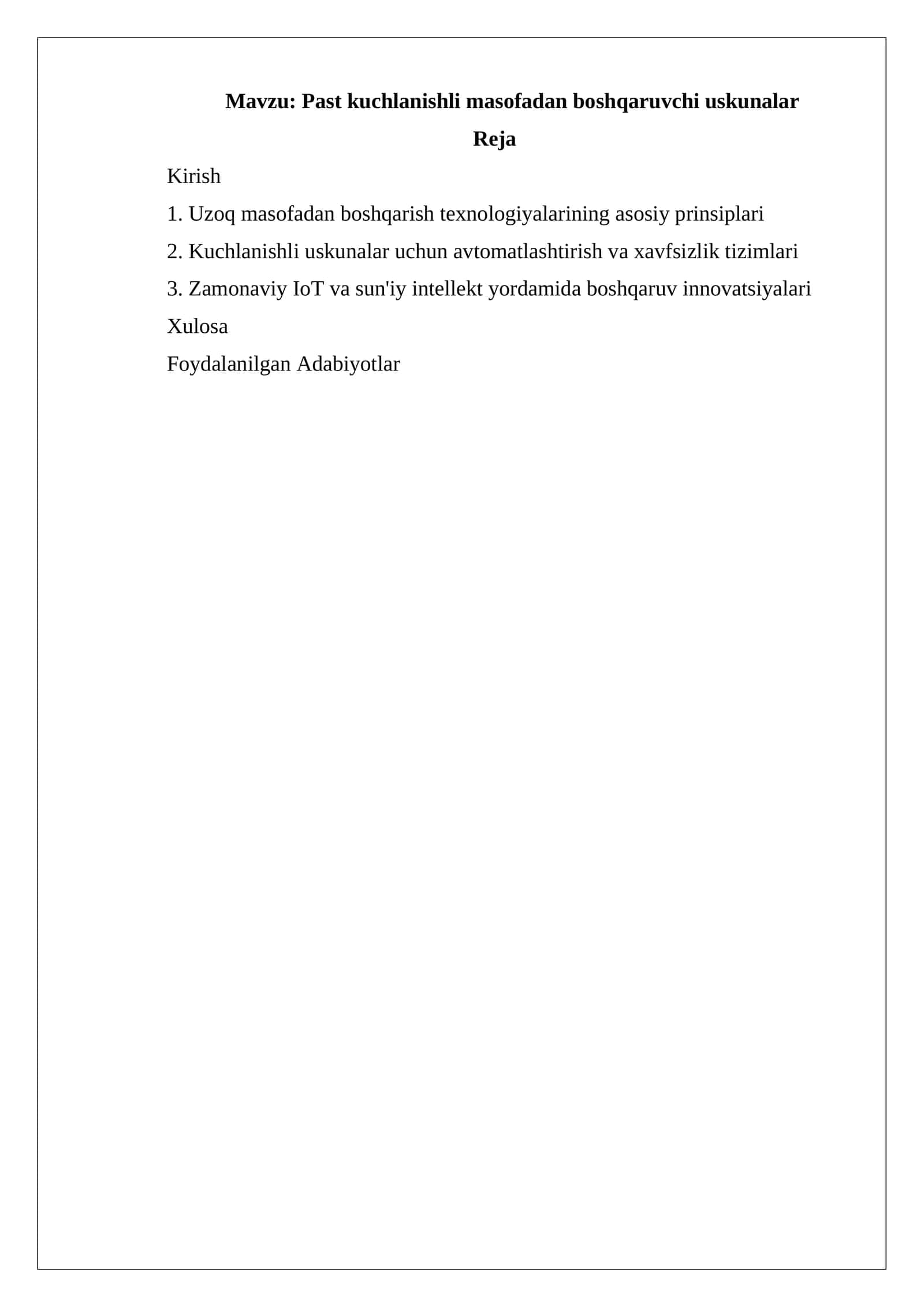 Past kuchlanishli masofadan boshqaruvchi uskunalar