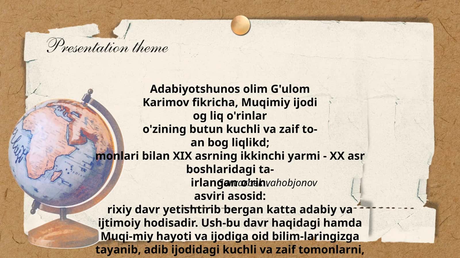Adabiyotshunos olim G'ulom