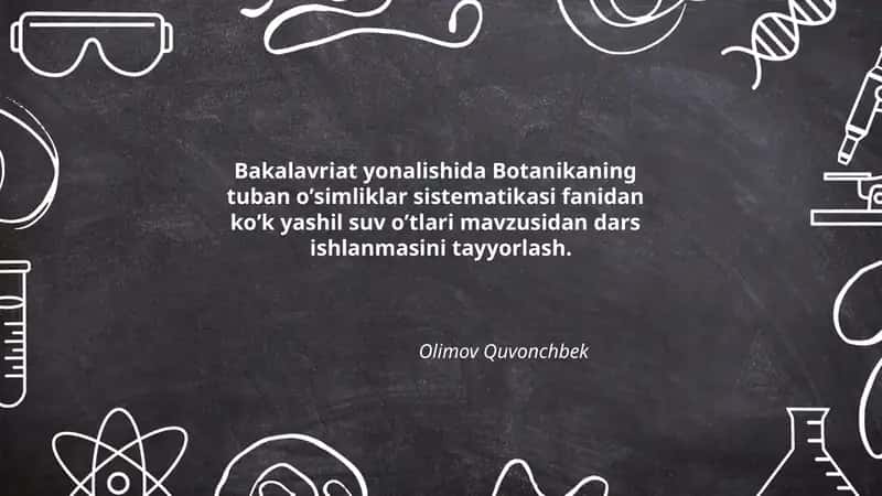 ko'k yashil suv o'simliklari (Chlorophyta) mavzusidan dars ishlanmasi
