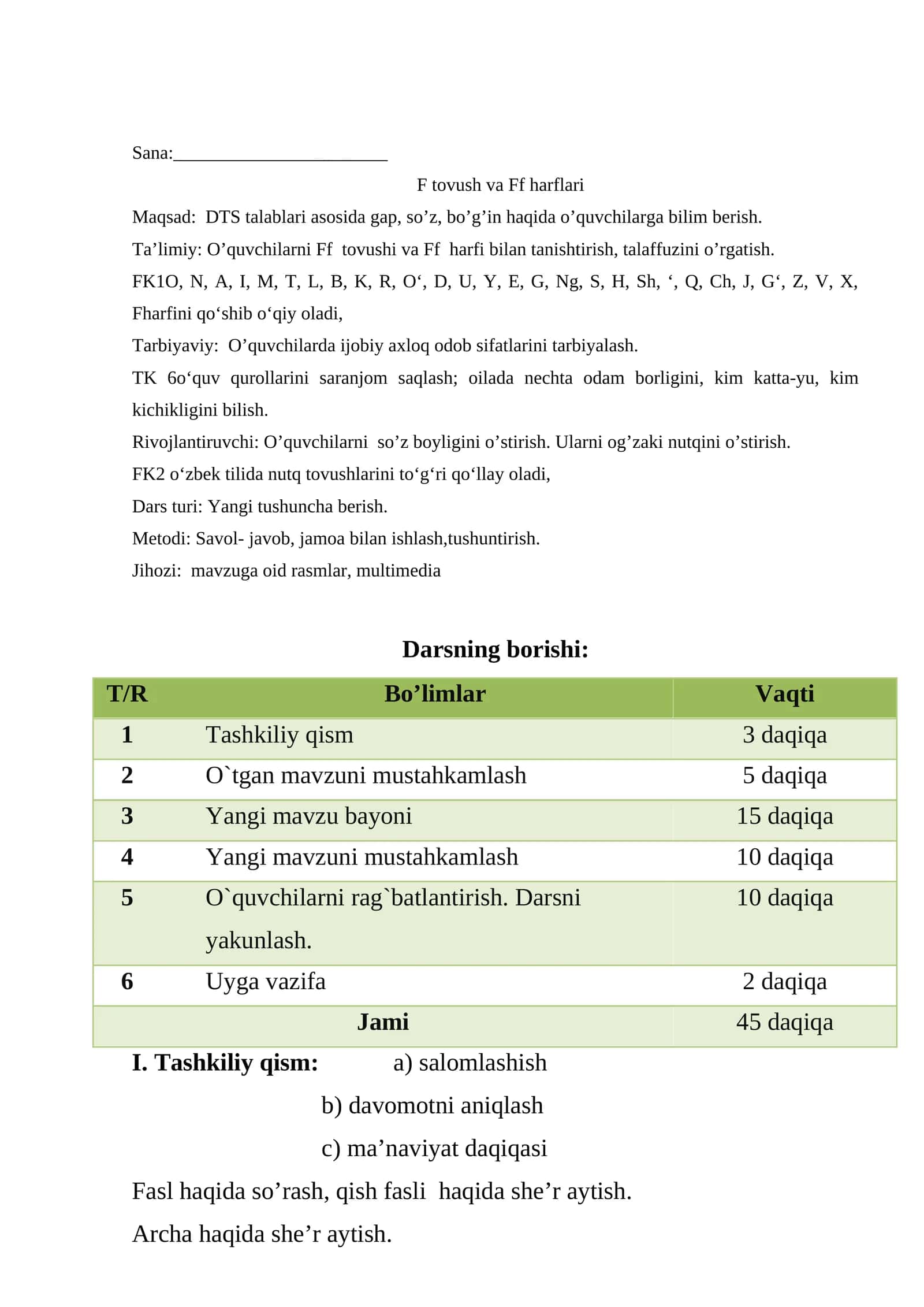 F tovush va Ff harflari