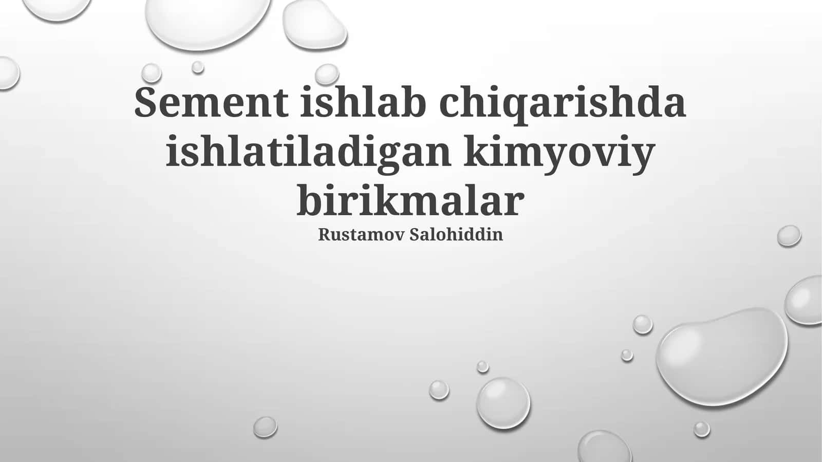 Sement ishlab chiqarishda ishlatiladigan kimyoviy birikmalar
