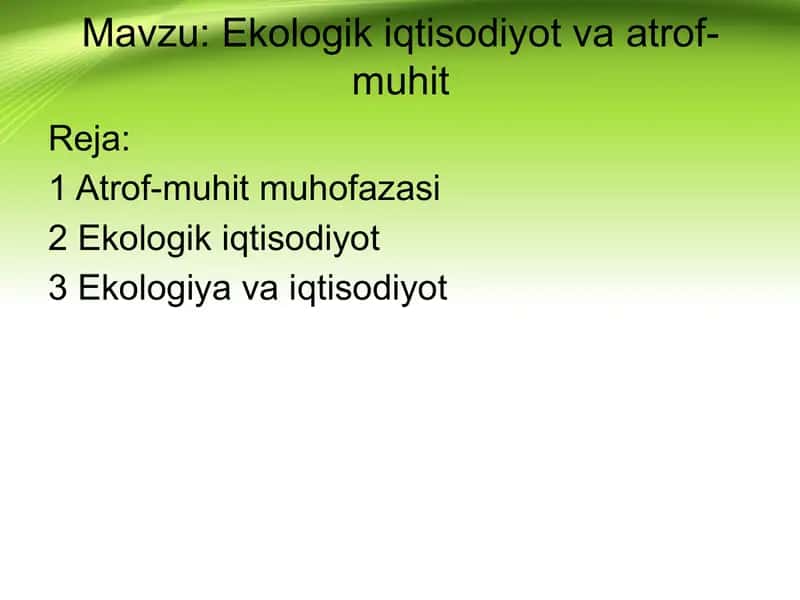 Ekologik iqtisodiyot va atrof-muhit