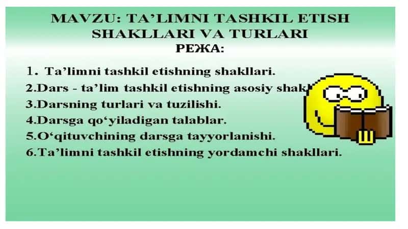Ta’lim olganlikni tashxis etish.
