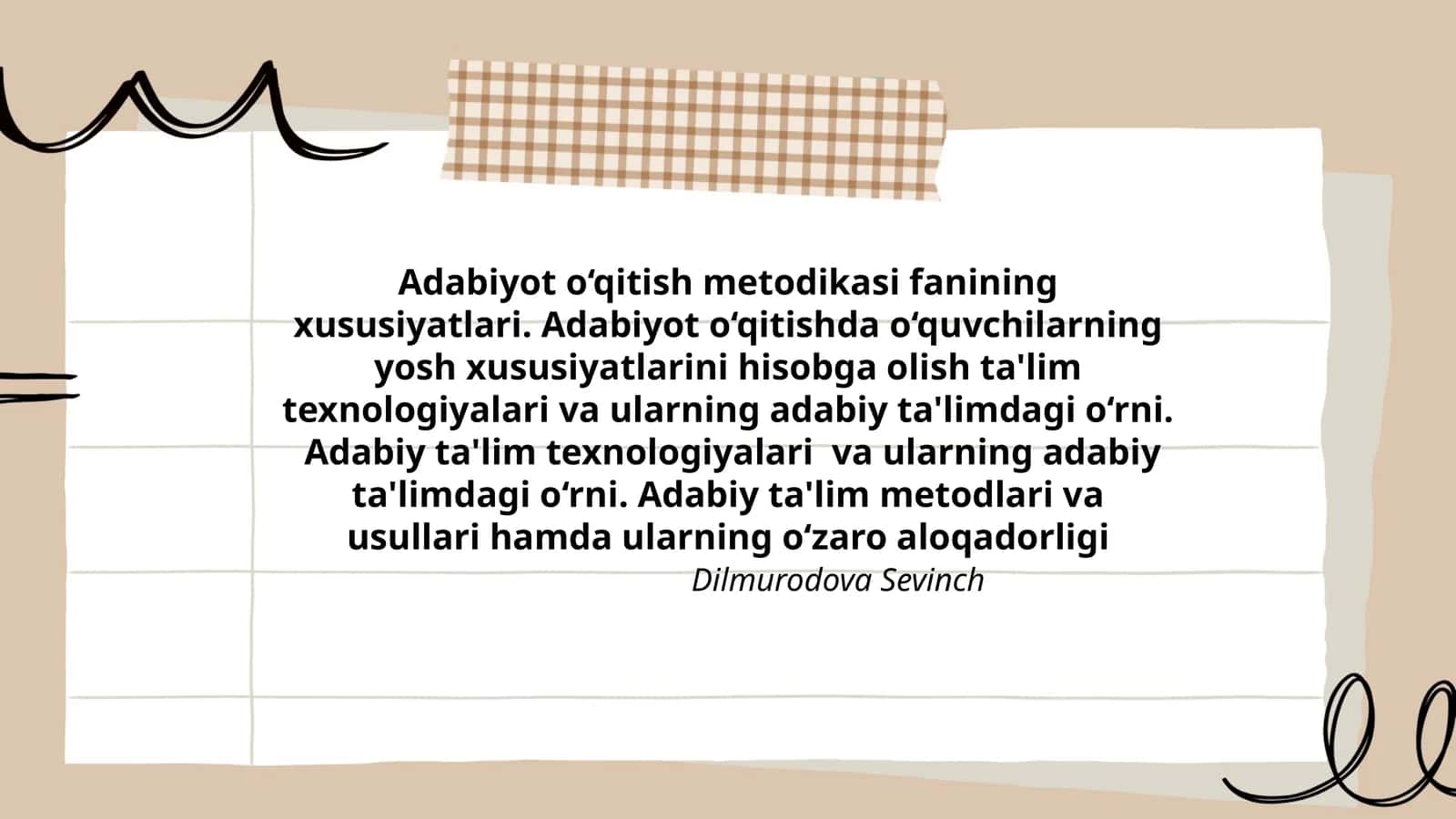 Adabiyot o‘qitish metodikasi fanining xususiyatlari