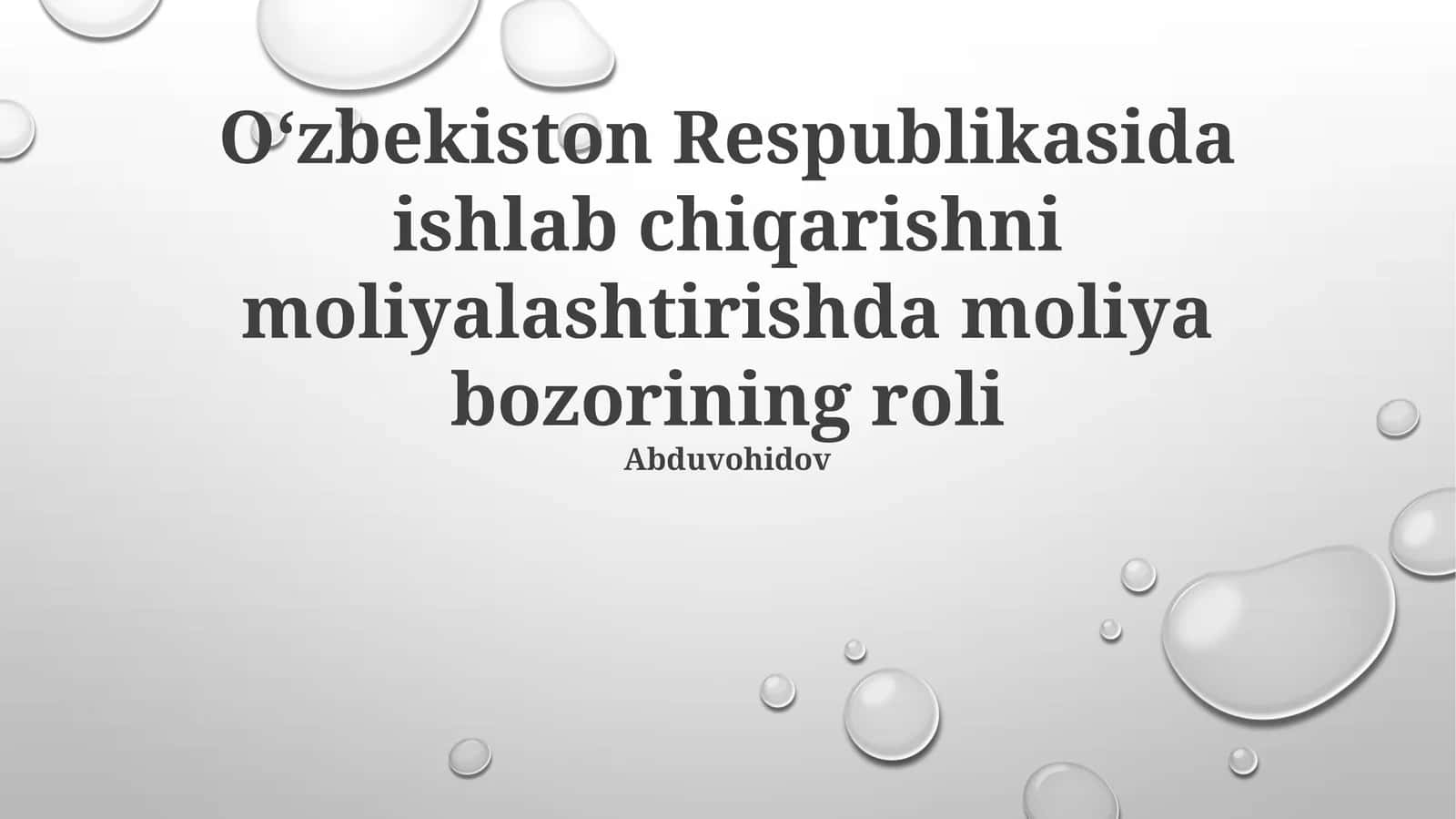 Moliya Bozorining Roli
