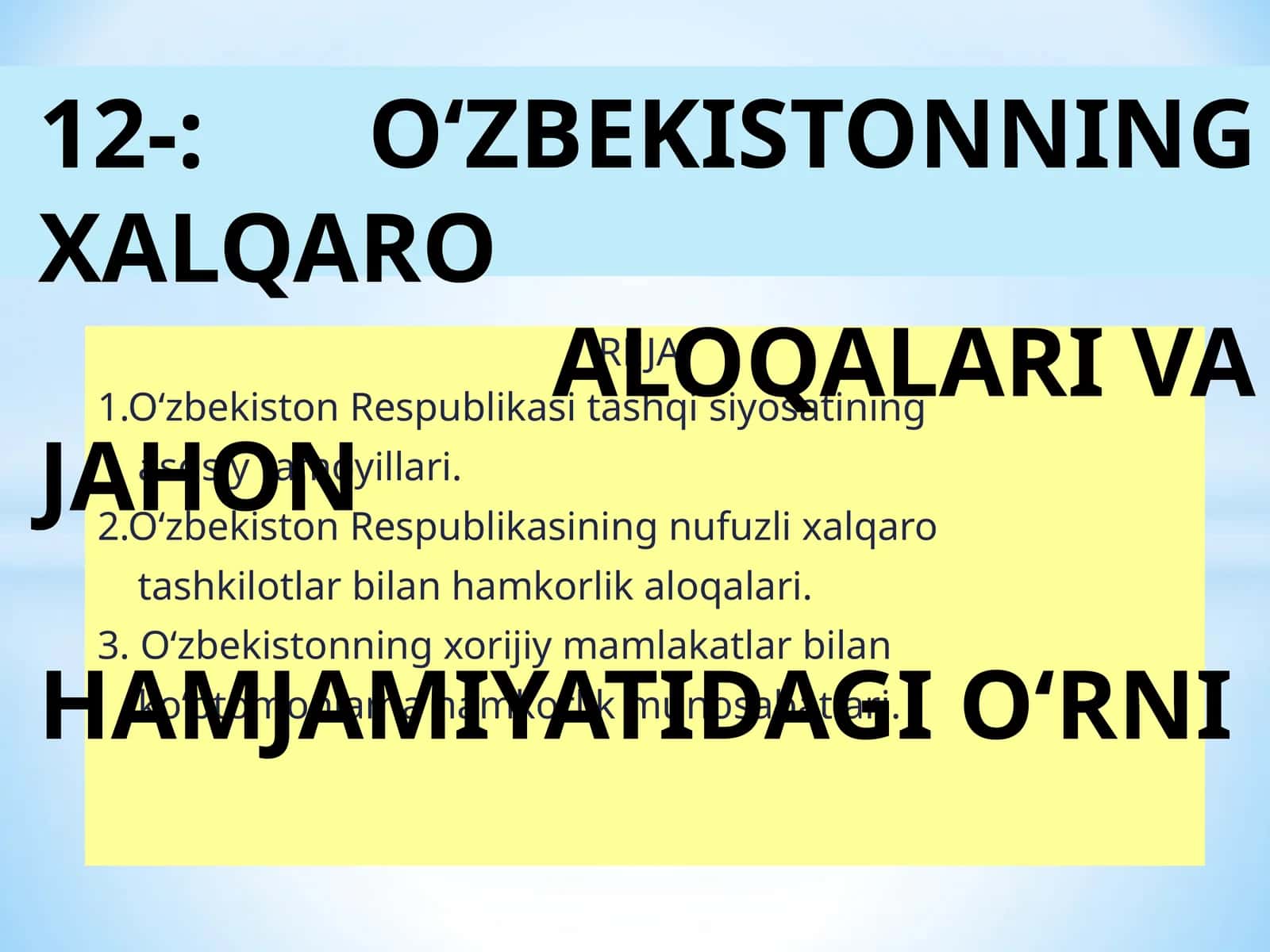 О‘ЗБЕКИСТОН РЕСПУБЛИКАСИНИНГ КОНСТИТУЦИЯСИ