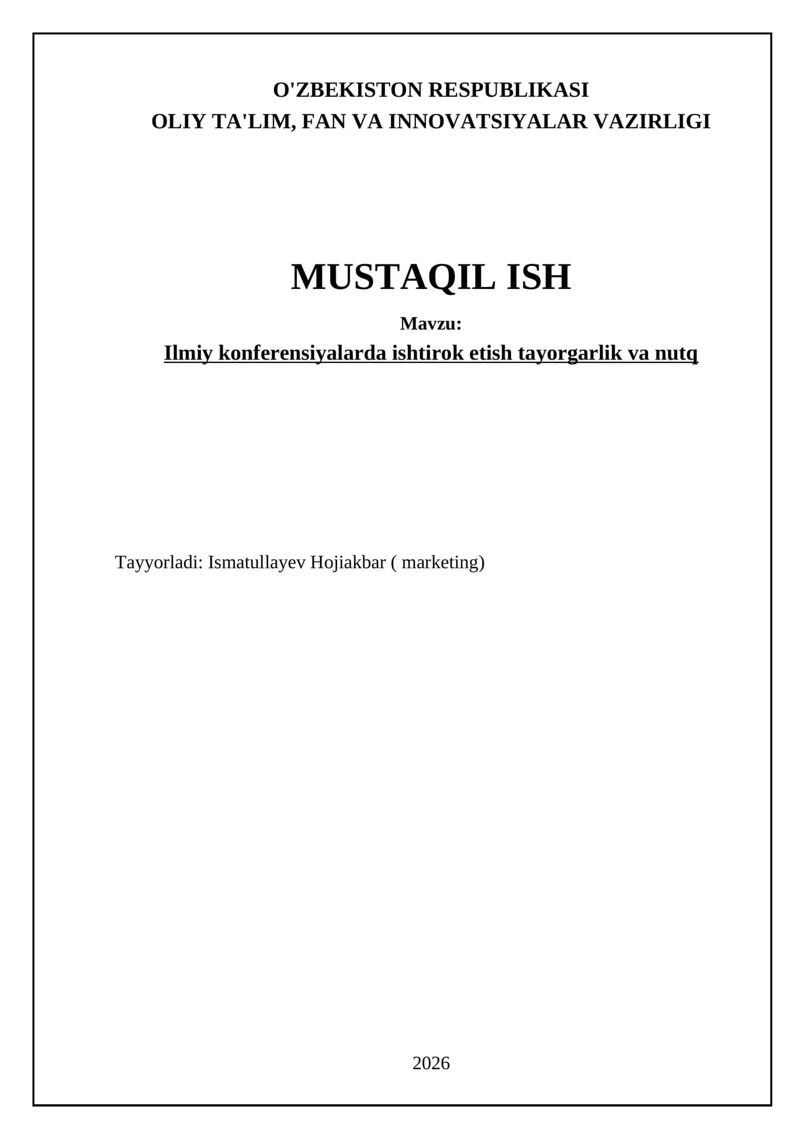 Ilmiy konferensiyalarda ishtirok etish tayorgarlik va nutq