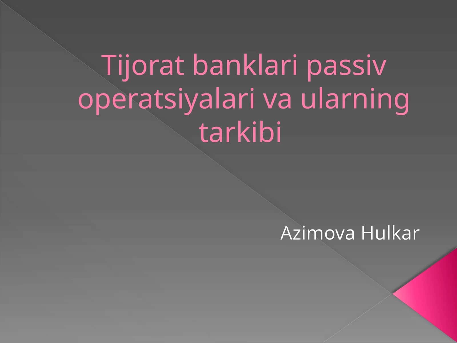 Tijorat banklari passiv operatsiyalari va ularning tarkibi