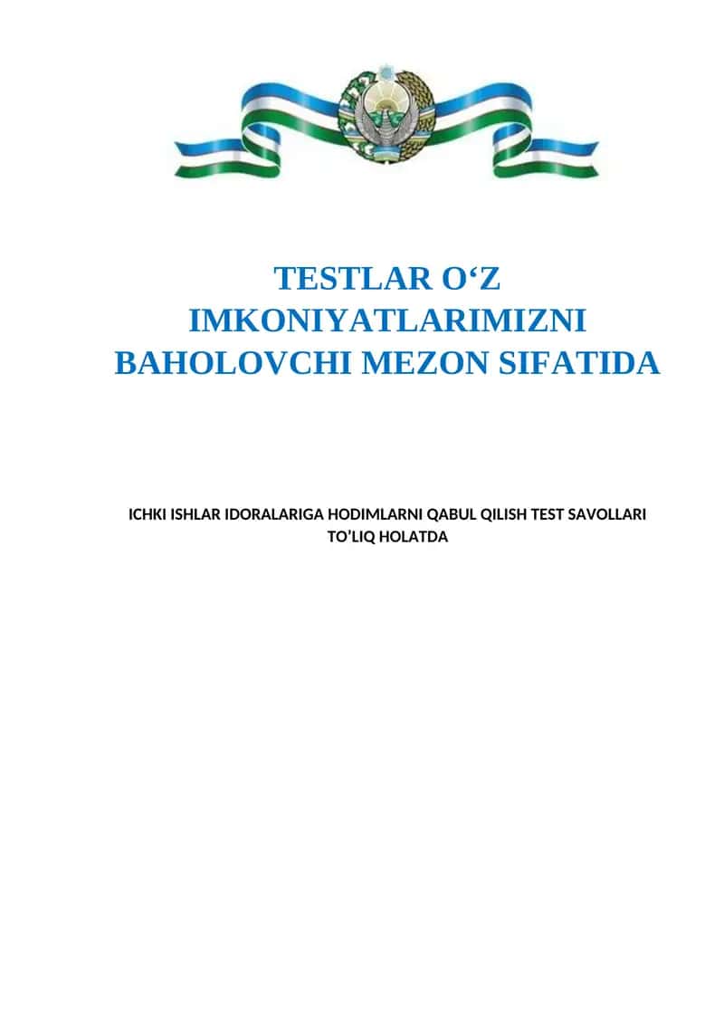 Testlar O'z Imkoniyatlarimizni Baholovchi Mezon Sifatida