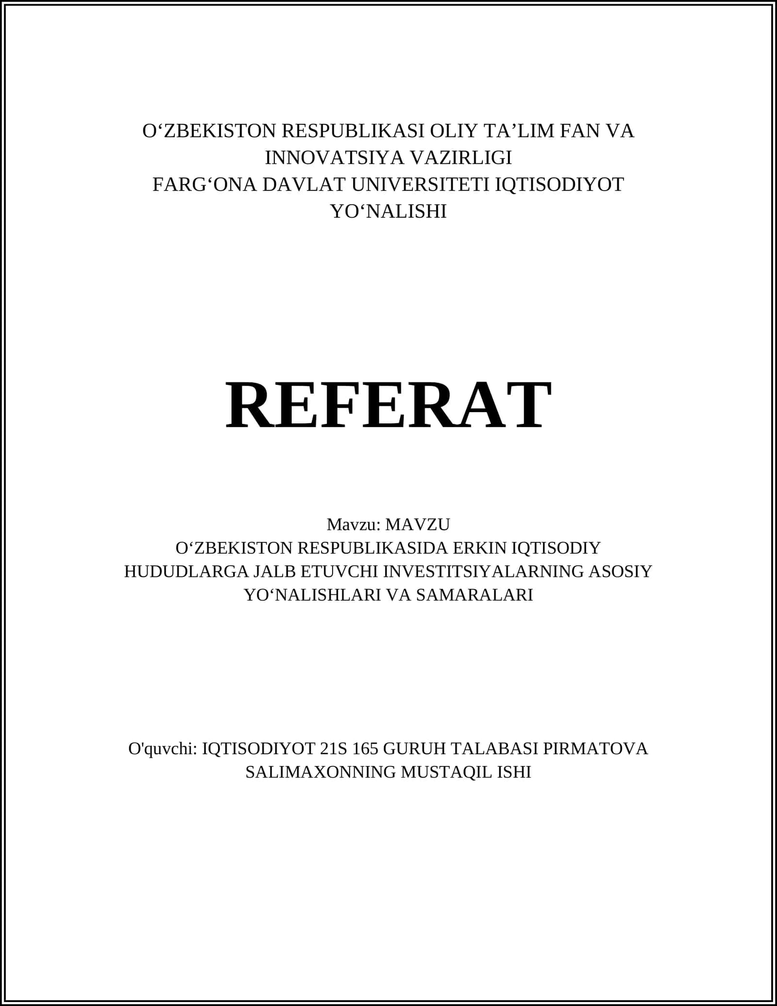 Erkin iqtisodiy hududlar (EIH) tavsifi va vazifalari