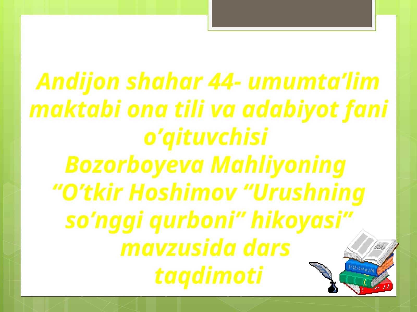 "O’tkir Hoshimov “Urushning so’nggi qurboni” hikoyasi"