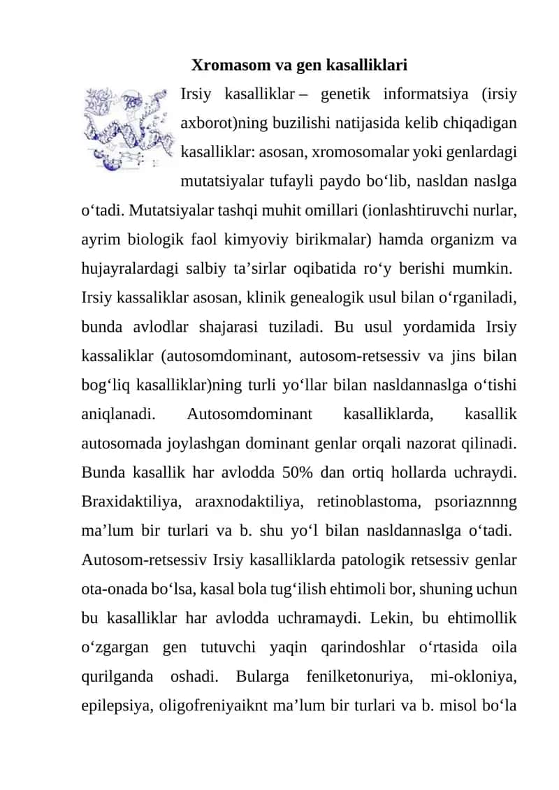 Xromasom va gen kasalliklari