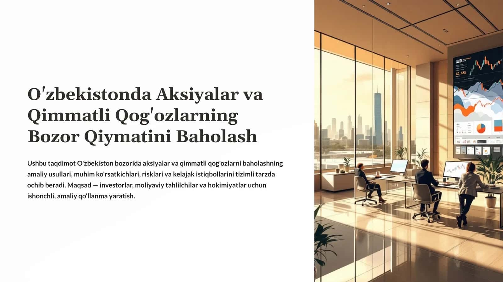 O'zbekistonda Aksiyalar va Qimmatli Qog'ozlarning Bozor Qiymatini Baholash