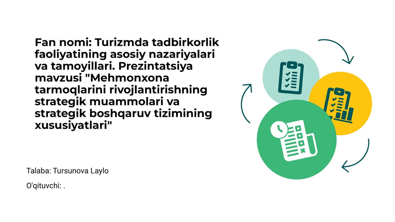 Turizmda tadbirkorlik faoliyatining asosiy nazariyalari va tamoyillari