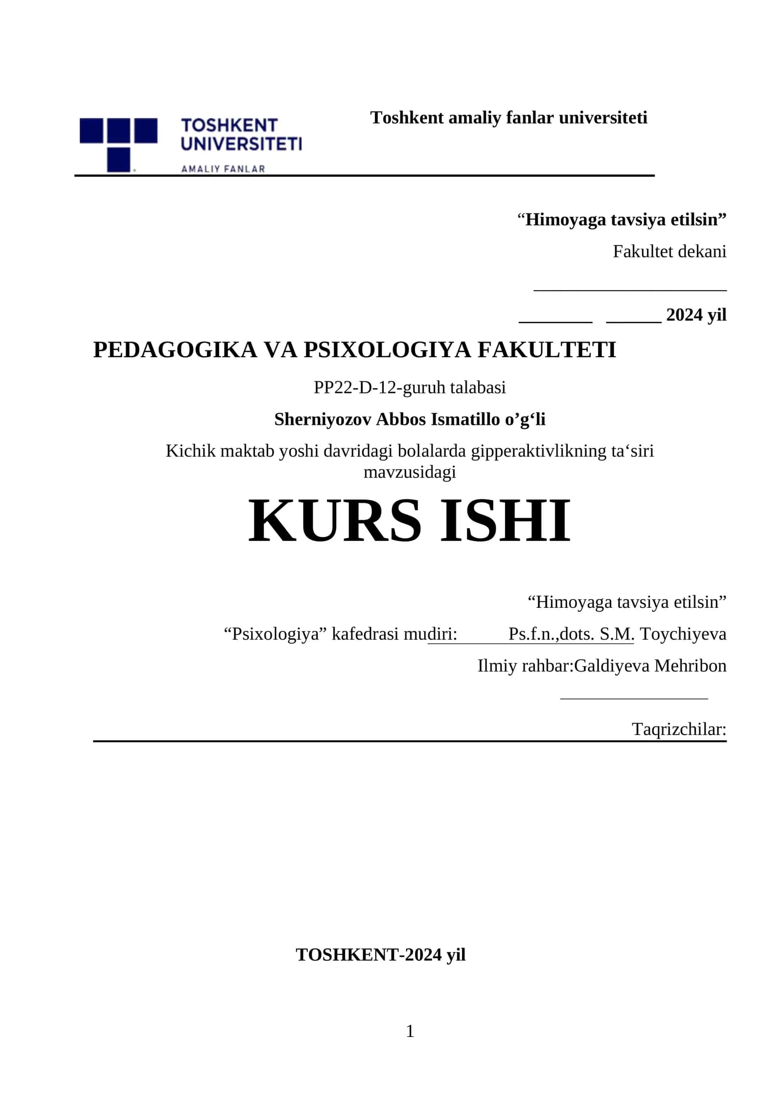 “Himoyaga tavsiya etilsin”