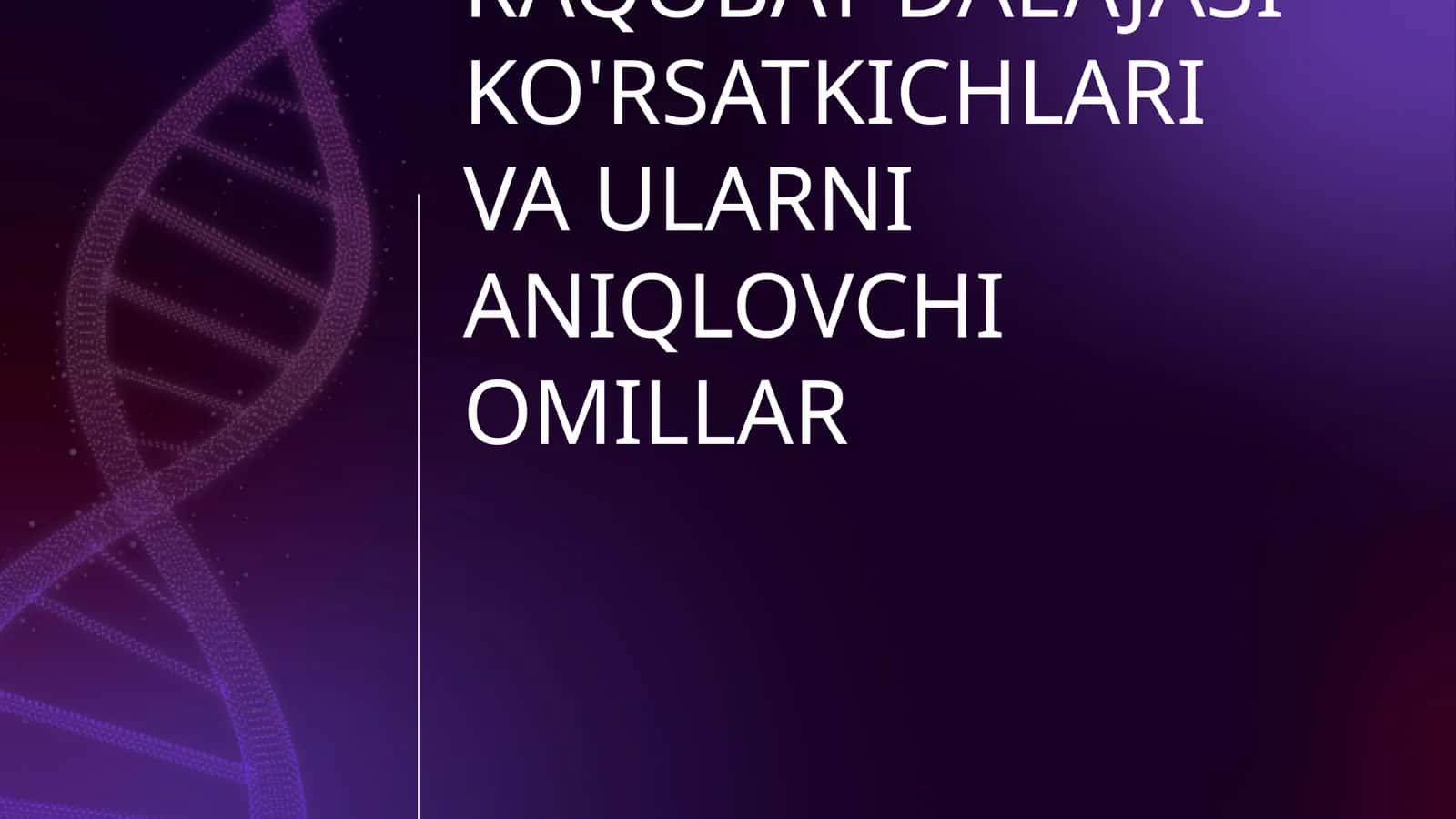 RAQOBAT DAEAJASI KO'RSATKICHLARI VA ULARNI ANIQLOVCHI OMILLAR