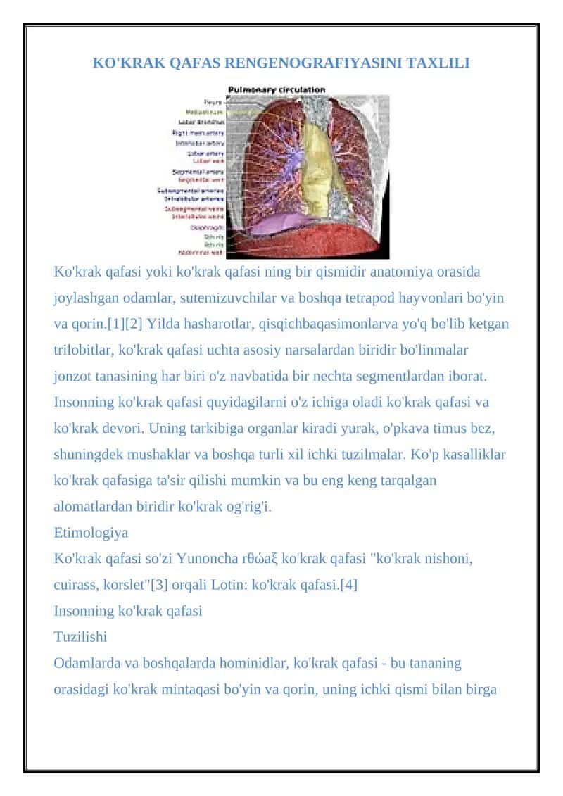 KO'KRAK QAFAS RENGENOGRAFIYASINI TAXLILI