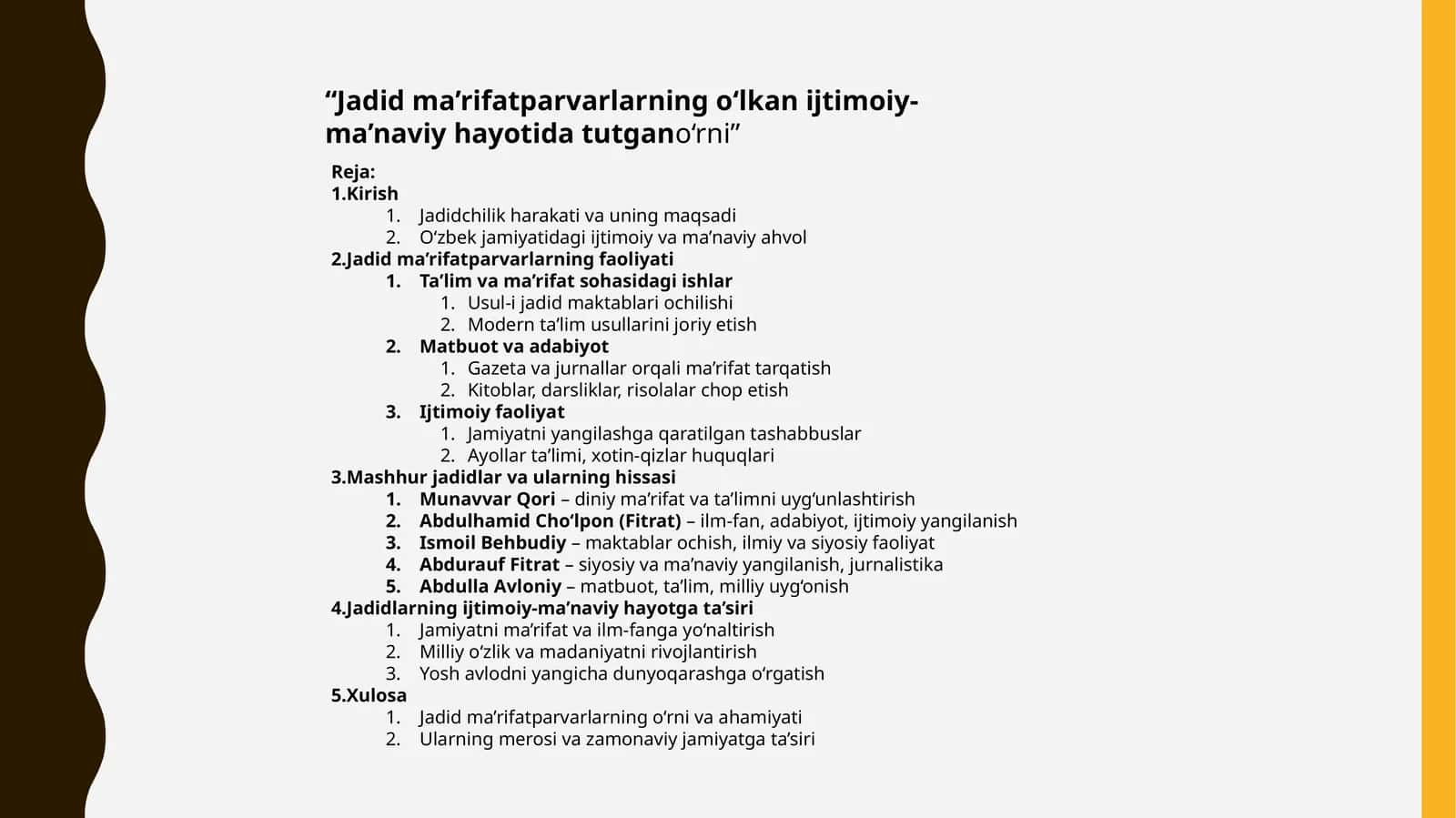 Jadidchilik harakati va uning maqsadi