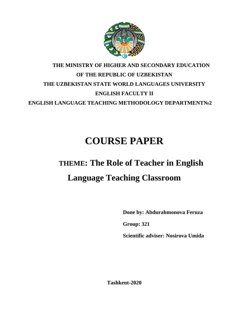English Language Teaching METHODOLOGY Department