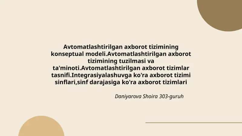 Avtomatlashtirilgan axborot tizimlari