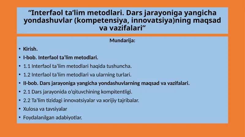 Interfaol ta'lim metodlari